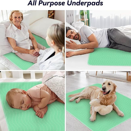 6 Pack 36” x 36” Extra Heavy Absorbency Washable Underpads, Waterproof Quick Drying Nursing Pads Incontinence Bed Pads, Reusable Washable Pee Pads for Dogs, Diaper Changing & Adults