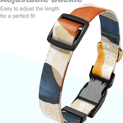 Rnivvi Dog Collar for Small Dogs, Cute Heavy Duty Adjustable Puppy Collar with Quick Release Buckle for Boy Girl & Female, Pet Accessories for Walking Running, S Length 3/4" Width, Abstract Art