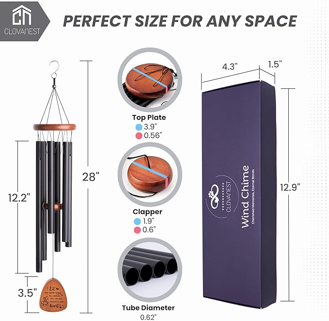 Pet Memorial Wind Chime (28 Inches), Loss of Pet Sympathy Gift Dog, Rainbow Bridge, Pet Memorial Gifts for Dogs, Remembrance, Bereavement Memory Gifts Dogs, passing away gift, Dog Wind Chimes Memorial