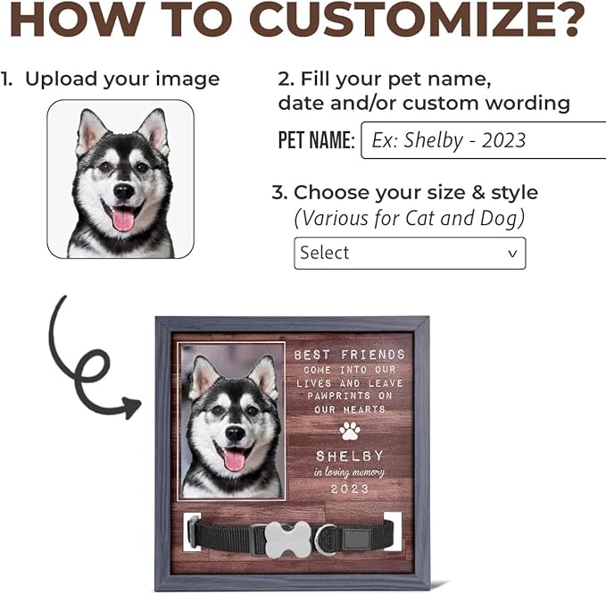 Pawfect House Personalized Pet Loss Sign 9x9IN With Collar Holder, You Were My Favorite Hello, Dog Memorial Gifts For Loss Of Dog, Custom Memorial Picture Frame, Pet Loss Sympathy Gift