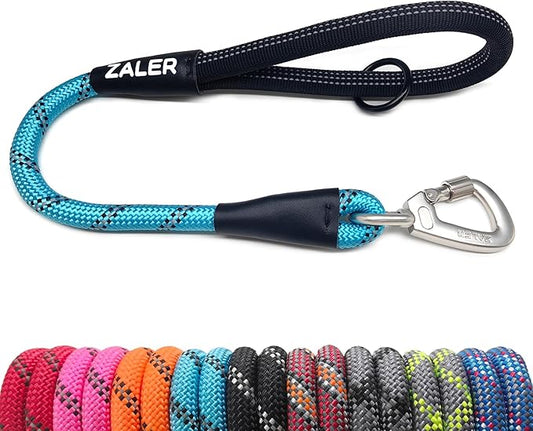 ZALER Short Dog Leash, 26 Inches Rope Traffic Leashes for Dogs, Reflective Dog Lead with O-Ring, Heavy Duty Pet Leash for Large and Medium Dogs (26'' Blue)
