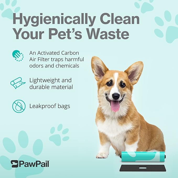 PawPail Scented Dog Poop Bags Refill with Carbon Filter - 1 Roll of 150 XL Dog Waste Bags with Poop Filter - Mild Floral Scent, Leakproof, & Durable - For Pet Waste Station