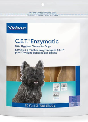 C.E.T. Enzymatic Oral Hygiene Chews for Dogs - Plaque & Tartar Control - Single Layer Beefhide with Exclusive Dual-Enzyme System & Tasty Chicken Flavor - Easy to Give Dog Dental Chew