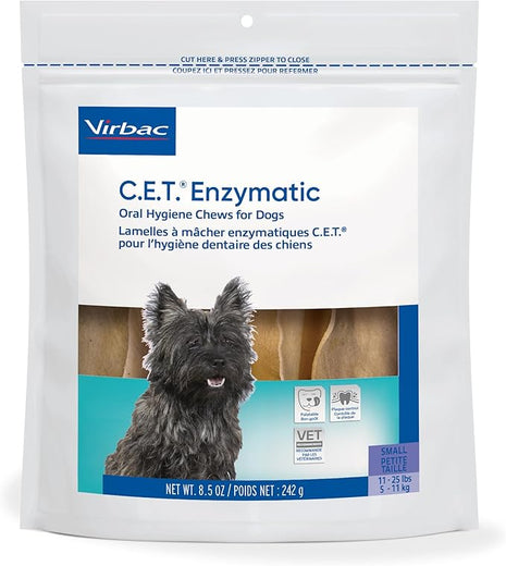 C.E.T. Enzymatic Oral Hygiene Chews for Dogs - Plaque & Tartar Control - Single Layer Beefhide with Exclusive Dual-Enzyme System & Tasty Chicken Flavor - Easy to Give Dog Dental Chew