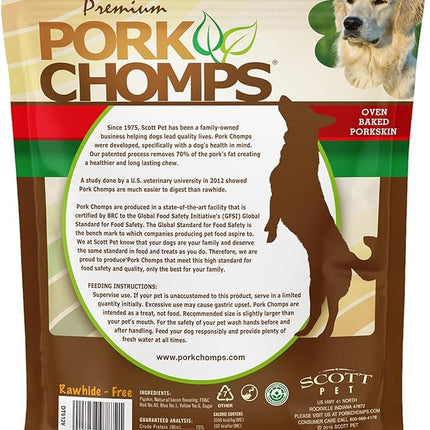 Pork Chomps Baked Pork Skin Dog Chews, 6-inch Knots, Bacon Flavor Strip, 8 Count