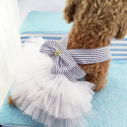 Harness Dress Costumes for Cats Puppy Leash Clothes for Small Dogs Birthday Party Dresses XS 3PCS B