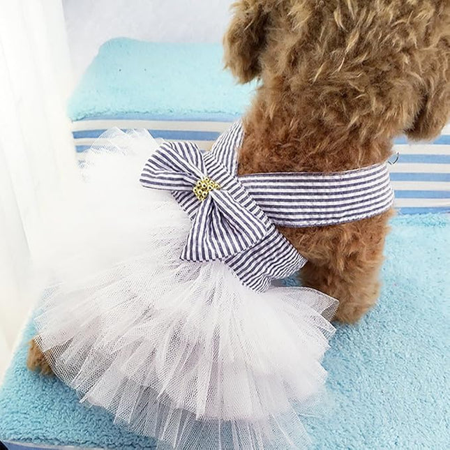 Harness Dress Costumes for Cats Puppy Leash Clothes for Small Dogs Birthday Party Dresses XS 3PCS B