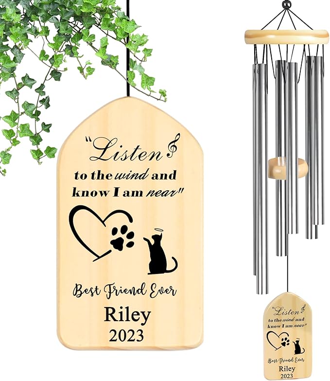 Pet Loss Gifts, Dodosky Personalized Pet Memorial Wind Chime, Pet Memorial Gifts for Cats, Lost Cat Sympathy Gift, Bereavement Remembrance Gifts for Loss of Pet