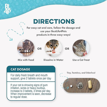 Cat Bad Breath & Oral Health Remedy, Natural Dental Care Cats Teeth, Mouth and Gums, Easy to Use Daily Supplement for Stomatitis, Gingivitis, Plaque & Tartar Control for Cats, 800 Small Pills