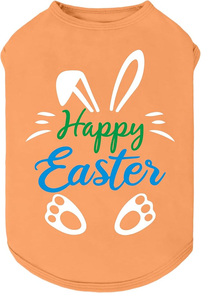 Fitwarm Happy Easter Bunny Dog Shirt, Easter Dog Clothes for Small Dogs Boy Girl, Cute Pet Outfit, Green, Blue, White, Orange, XXL