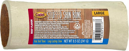 Cadet Stuffed Shin Bone, Highly Digestible, High Protein, Long-Lasting Dog Chew Bone for Aggressive Chewers, Supports Dental Health, Beef Flavor, Large, 1 Count
