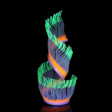 Glowing Aquarium Decorations, 4pcs Glow Sea Anemone Coral Ornaments, Silicone & Resin Material, Aquarium Decor