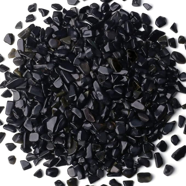 Obsidian Healing Crystal Chips Bulk Gemstones Sets Tumbled Crushed Stones Crushed Crystals Natural Rocks for Fountain Rocks Decoration Reiki Energy Balancing Meditation Aquarium Gravel 0.44lb