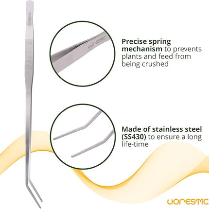 VORESTIC 2 Pcs Heavy Duty Reptile Feeding Tongs, Aquarium Tweezers 18 Inch, Straight and Curved Extra Long Tweezers, Reptile Tongs, Aquarium Tongs, Aquarium Tweezers Extra Long