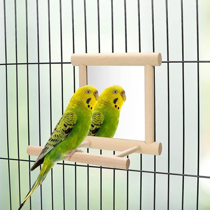 Bird Mirror with Perch Bird Toys for Parrots Budgies Parakeets Cockatiels Lovebirds Finches Canaries