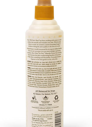 Burt’s Bees for Pets Itch Spray with Manuka Honey and Chamomile for Dogs - Naturally Derived Ingredients, Formulated Without Artificial Fragrances, Sulfates, Colorants, 10 Fl Oz