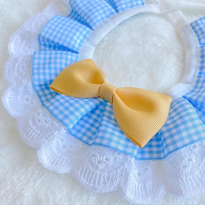 2PCS Dog Cat Collar Blue Plaid Pet Bib Cute Scarfs Necklace Neck Strap for Pet Costume Supplies