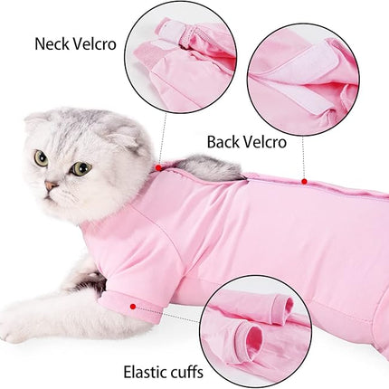 LIANZIMAU Cat Surgical Recovery Suit Professional for Male Female Dog Abdominal Wounds Cone E-Collar Alternative Anti-Licking Pet Surgical Recovery Pajama Suit Soft Fabric Onesie for Cats