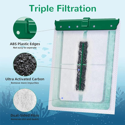 6 Pack Medium Aquarium Filter Cartridge for Whisper Bio Bag Power Filters, Medium Filter Cartridges for Repto Filter