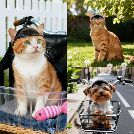 LESYPET Dog Helmet for Small Dogs, Puppy Motorcycle Helmet with Ear Hole Small Dog Hat with Adjustable Strap, Black X-Small