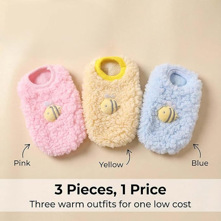 FLAdorepet 3 Packs Teacup Dog Cat XXS Clothes for Chihuahua Yorkie,Winter Warm Fleece Puppy Pet Clothes Sweater Shirt Vest for Mini Newborn Extra Small Dogs (3 Packs, XXXS(Pet Under 1LBS))