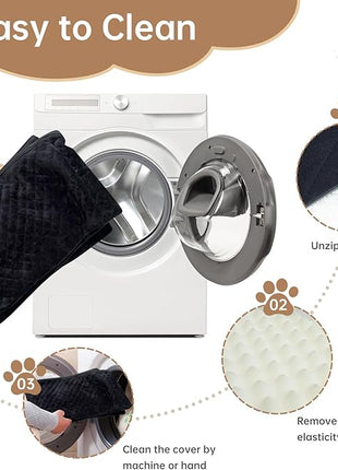 Car Seat for Large Size Dog, Booster Seat for Dogs Under 55 lbs or 2 Small Dogs, Soft Car Dog Bed Filling in Thick Memory Foam with 2 Safety Leashes and Storage Pocket (Brown/Black)