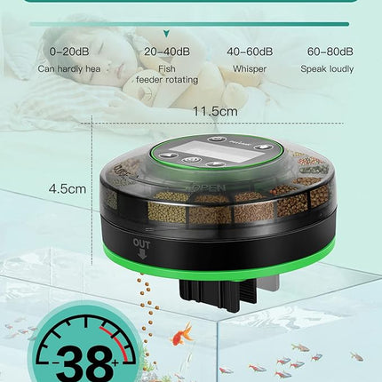 Automatic Fish Feeder for Aquarium - Moisture-Proof and Precision Feeding Betta Vacation Feeder, USB Rechargeable Auto Fish Food Dispenser with Timer,LCD Display