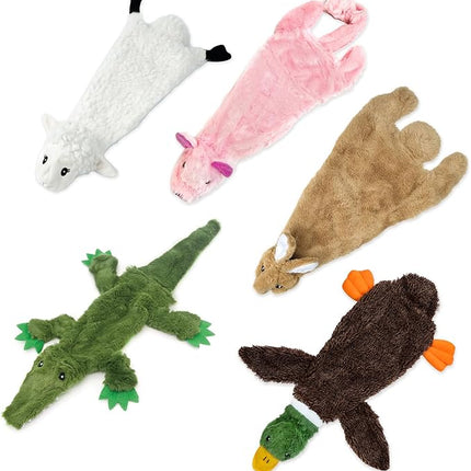 Best Pet Supplies Squeaky Dog Toys with Soft Durable Fabric for Small, Medium and Large Pets Interactive Toy for Indoor Play, Supports Active Biting and Play - Large (Hare, Sheep, Cow, Pig, Penguin)