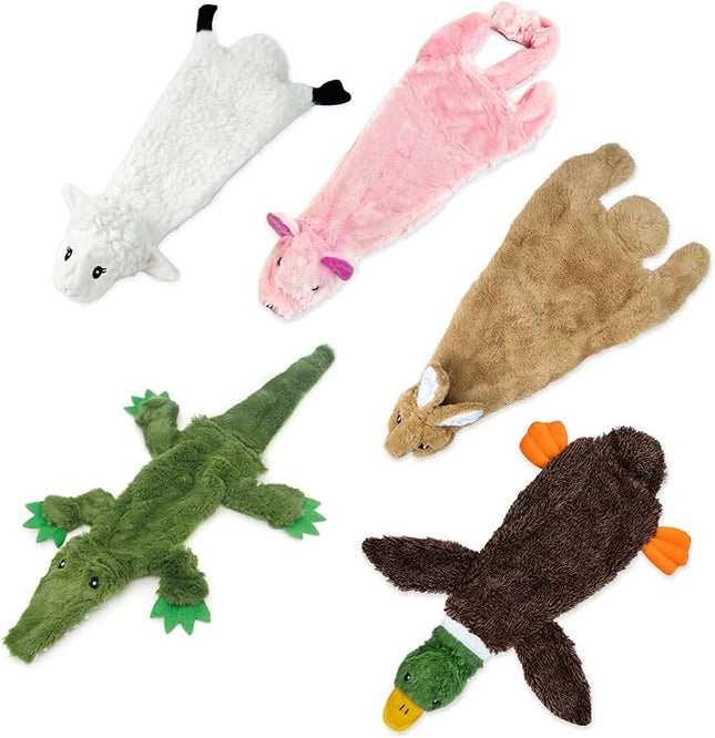 Best Pet Supplies Squeaky Dog Toys with Soft Durable Fabric for Small, Medium and Large Pets Interactive Toy for Indoor Play, Supports Active Biting and Play - Large (Hare, Sheep, Cow, Pig, Penguin)