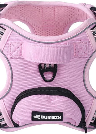 BUMBIN Dog Harness for Large Dogs, No Pull Adjustable No Choke Pet Vest with Dog Leash Fit Smart Reflective Pet Walking Harness for Training Easy Control Soft Handle Pink XL