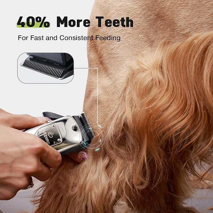 Dog Grooming Kit, Dog Clippers for Grooming for Thick Heavy Coats, Professional Pet Paw Trimmer Nail Grinder Low Noise Rechargeable Stainless Steel Hair Trimmer for Dogs Cats Animals