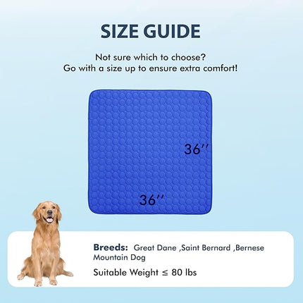 MICROCOSMOS Summer Cooling Mat & Sleeping Pad- Water Absorption Top, Materials Safe, Easy Carry, EZ Clean. Keep Cooling for Pets, Kids and Adults.(Dark Blue, 36" x36")