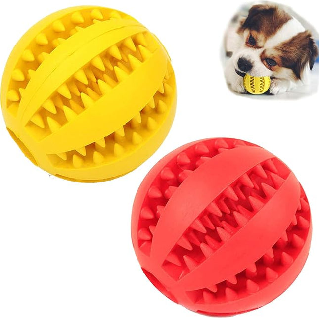 Sunglow 2 Pack Dog Toy Ball，Nontoxic Bite Resistant Teething Toys Balls for Small/Medium/Large Dog and Puppy Cat, Dog Pet Food Treat Feeder Chew Tooth Cleaning Ball Exercise Game IQ Training Ball