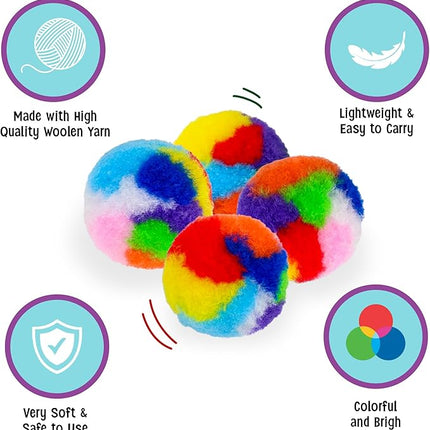 Ethical SPOT Kitty Yarn Puffs Colorful Woolen Yarn Cat Toy Contains Catnip 1.5" Pack of 4 Pet
