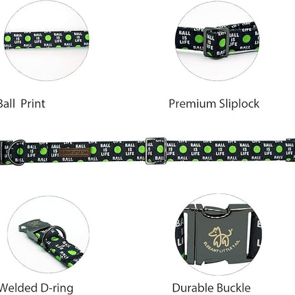 Elegant little tail Dog Collar, Holiday Pet Collar Boy Dog Collar Durable Dog Collars Ball Print Soft Pet Gift Adjustable Dog Collar for Small Medium Large Dogs