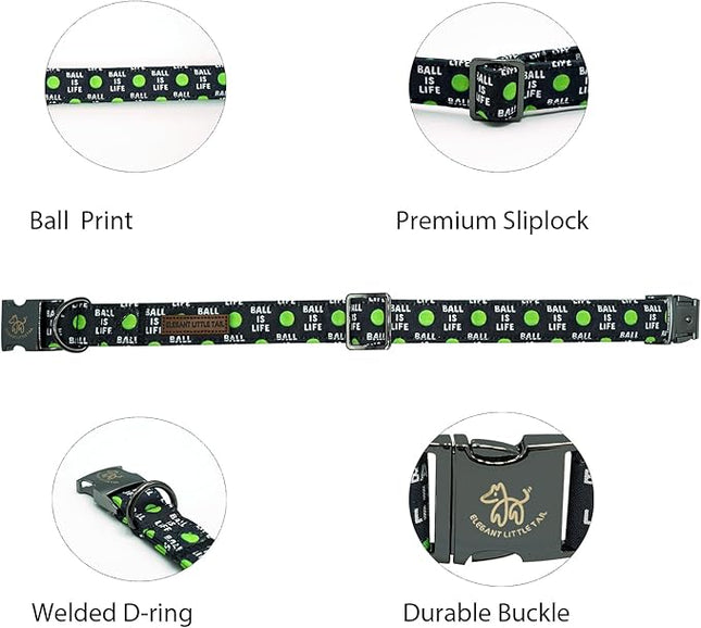 Elegant little tail Dog Collar, Holiday Pet Collar Boy Dog Collar Durable Dog Collars Ball Print Soft Pet Gift Adjustable Dog Collar for Small Medium Large Dogs