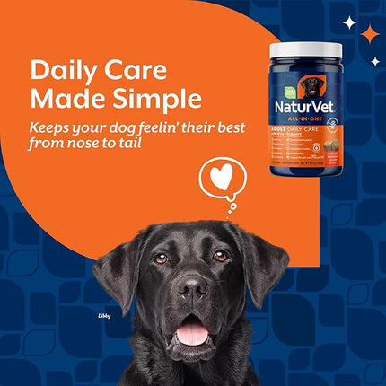 NaturVet All-in-One Adult Dog Daily Care, 10-in-1 Supplement Dog Soft Chews for Mobility, Skin, Digestion, Teeth, Cognition, Eyes, Hickory Smoked Bacon Flavored Pet Supplement for Dogs, 60 Count