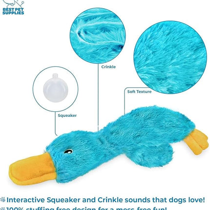 Best Pet Supplies Squeaky Dog Toys with Soft Durable Fabric for Small, Medium and Large Pets Interactive Toy for Indoor Play, Supports Active Biting and Play - Crinkle Duck (Light Green & Turquoise)