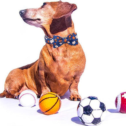 Elegant Little Tail Balls Print Dog Collar with Bow - Soft, Adjustable for Small to Large Dogs