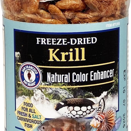 San Francisco Bay Brand Freeze Dried Krill Fish Food - All-Natural, Sustainably Harvested, High Protein Dried Shrimp for Freshwater and Saltwater Carnivores, Koi, Cichlids, Turtles - 1 oz (28g)