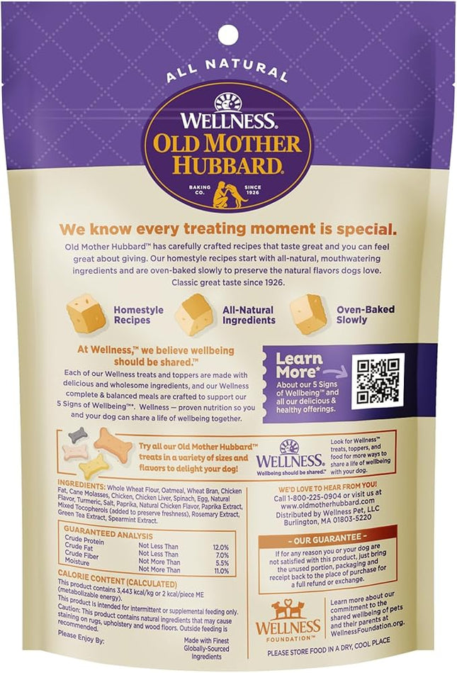 Old Mother Hubbard Wellness Training Bitz Assorted Mix Dog Biscuits, Natural, Training Treats, Three Flavors, Small Size, (8 Ounce Bag)