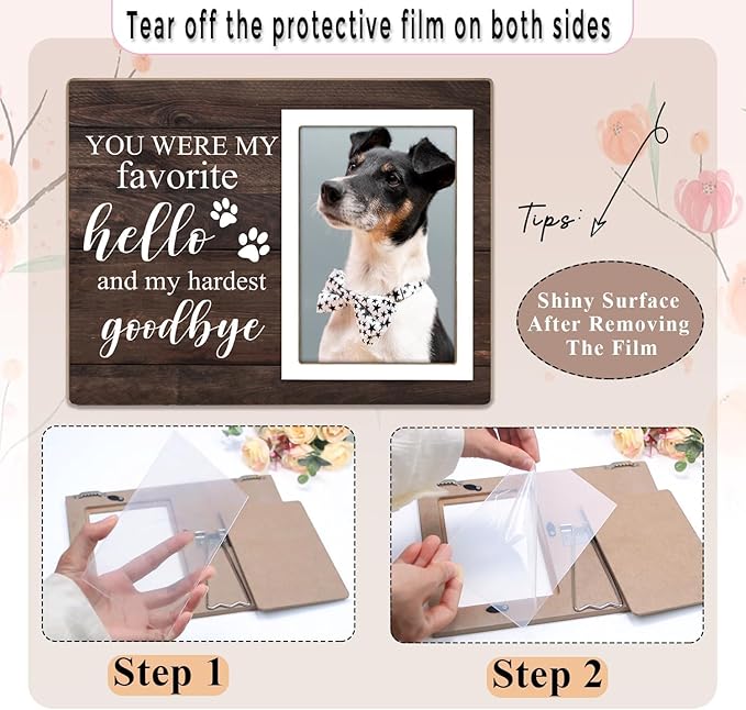 Pet Picture Frames Memorial Dog, Pet Memorial Frame for Dogs, Dog Memorial Gifts for Loss of Dog, In Loving Memory Gifts, Pet Loss Sympathy Gift for Pet Owner Pet Lover, Forever in Our Heart (Brown)