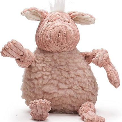 HuggleHounds Knottie Plush Dog Toy - Dog Stuffed Animal Toy, Puppy Toys, Squeaky Dog Toy for Small, Medium & Large Dogs, Soft Fleece, Durable Plush to Keep Them Busy - Penelope Pig, Large