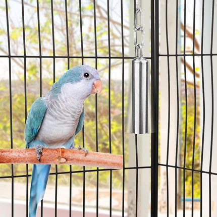 Hypeety Stainless Steel Bells Toy for Bird Parrot Macaw African Greys Amazon Eclectus Cockatoo Parakeet Cockatiels Birds Squirrel Cage Stand (S)