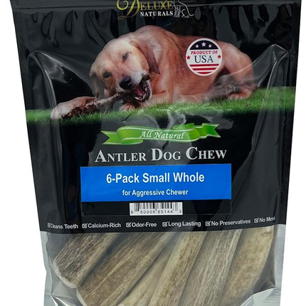6-Pack Small Whole Elk Antler Dog Chews (5 to 7+ in) – Long Lasting Natural Dog Chew Bones for Small Dogs Under 20 lbs, Aggressive Chewers, Teeth Cleaning, No Rawhide