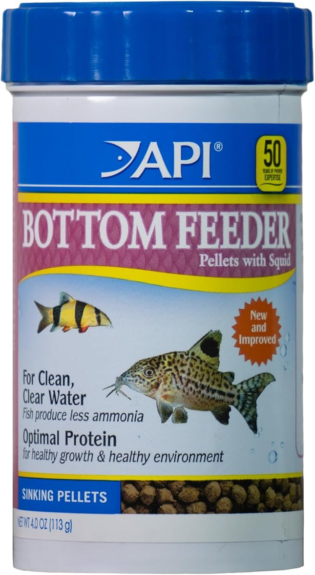 API BOTTOM FEEDER PELLETS WITH SQUID Fish Food 4.0-Ounce Container