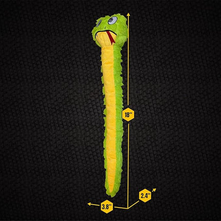 Bite Force -Durable & Strong Dog Toy Slither The Snake with Squeaker, Kevlar-Reinforced for Aggressive Chewers for Small Medium Large Dogs - Green.