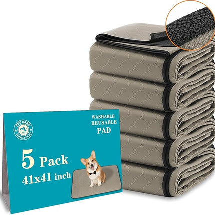 Washable Pee Pads for Dogs 41" x 41", 5 Pack, Reusable Puppy Pee Pads Washable, Dog Training Pads with Quick Dry, Large Anti-Slip Whelping Pad for Pet, Playpen, Incontinence, Housebreaking