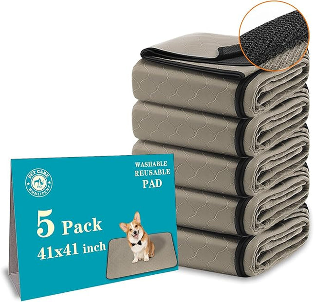 Washable Pee Pads for Dogs 41" x 41", 5 Pack, Reusable Puppy Pee Pads Washable, Dog Training Pads with Quick Dry, Large Anti-Slip Whelping Pad for Pet, Playpen, Incontinence, Housebreaking