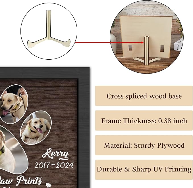 Personalized Pet Memorial Gifts for Dogs, Dog Memorial Gifts for Loss of Dog, Pet Remembrance Gift Dog, Custom Dog Memorial Collar Plaque, Pet Memorial Gifts Cat, Pet Memorial Picture Frame